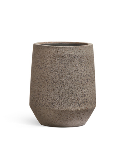 Кашпо TREEZ ERGO - Hard Rock - Высокая трапециевидная чаша - Песок серый беж