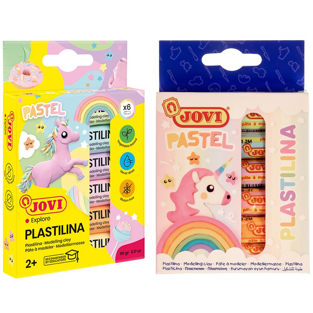 Пластилин 6 цветов Jovi, 90г, растительный, пастельный, карт. коробка