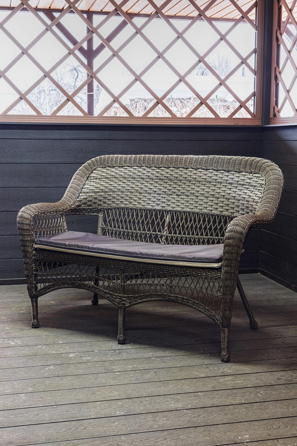 Двухместный диван из ротанга МЭДИСОН «MADISON» арт.М03195 brown с подушкой на сидение