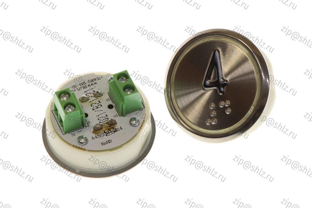 Кнопка (кнопочный модуль) EA2406S-S-R &quot;4 этаж&quot;, круглая, красная статическая подсветка, Брайль
