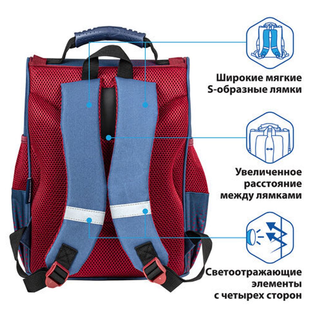 Ранец ПИФАГОР BASIC, с эргономичной спинкой, "Champion", 35х28х18 см, 270685