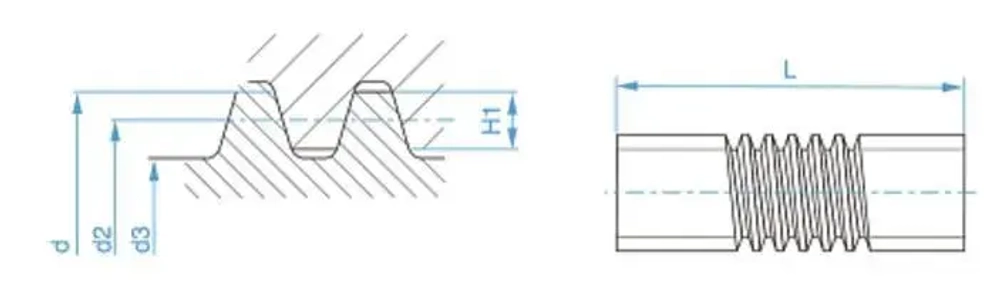 Винт трапецеидальный TR28х5LH ГОСТ 24737-81 (лев.резьба) L50 см TECHNIX PRO