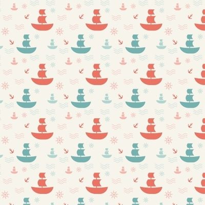 Морской фон. Корабли, штурвалы, якоря и волны.