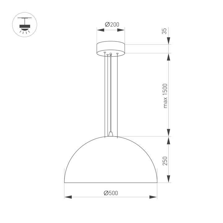 Подвесной светодиодный светильник Arlight SP-RESTO-HANG-R500-30W Warm3000 039697