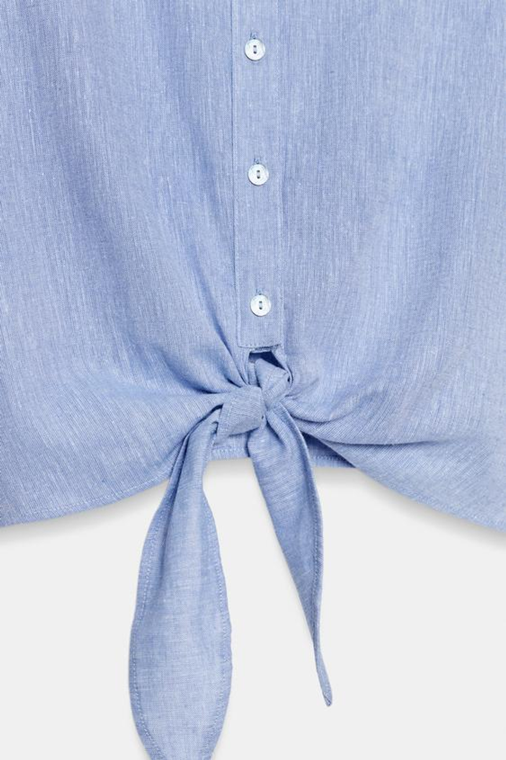 ZARA РУБАШКА С УЗЛОМ ИЗ СМЕСОВОГО ЛЬНА, ГОЛУБОЙ