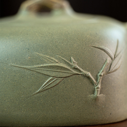 316029 Чайник ИСИН "4-сторонний бамбуковый" 300мл, в подар.коробке, глина зелёный/жёлтый/коричн.