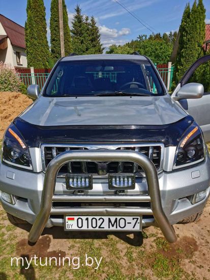 Передние фары Tube Light для Toyota Land Cruisre Prado 120 (03-09) динамические черные