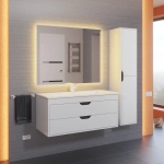Тумба с раковиной для ванной Uperwood Modul 100 см, подвесная, матовая, белая/графит