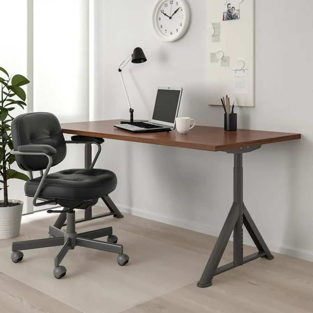 Письменный стол с регулировкой высоты - IKEA IDÅSEN /IDАSEN,  160х80х65-79 см, коричневый/темно-серый, ИДАСЕН ИКЕА