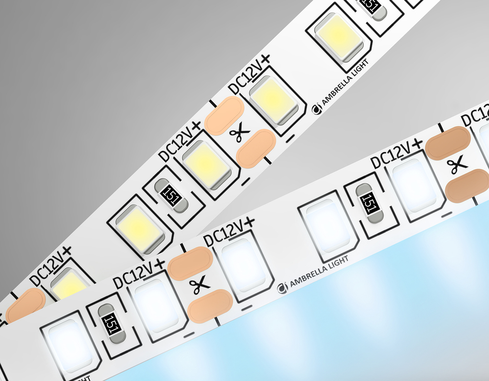 Светодиодная лента GS1103 2835 120Led/ 9.6W m/ 12V IP20 6500K/ 5000*8*1.2mm/ кратность резки 25mm (2 конт.)