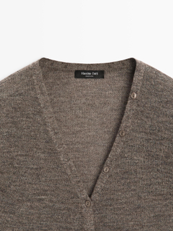 Massimo Dutti Кардиган из смесовой шерсти с V-образным вырезом, норка