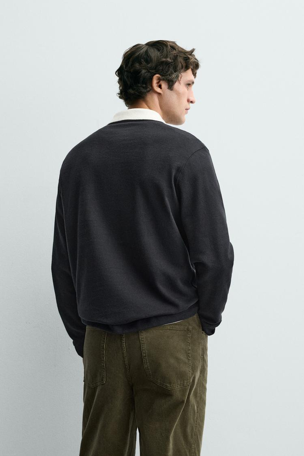 ZARA ПОЛО В КОНТРАСТНУЮ ПОЛОСКУ, МОРСКОЙ СИНИЙ