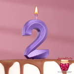 Свечи в торт "Грань" фиолетовый металлик №2, 7,8 см
