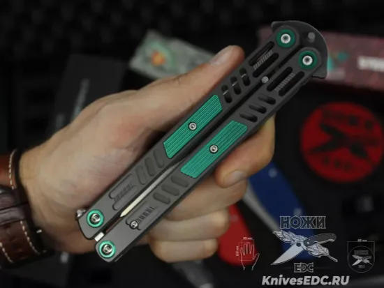 Нож бабочка (балисонг) Reptilian Стикс-03 сталь D2, рукоять сталь + алюминий