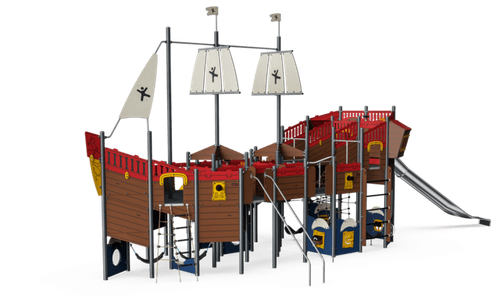 Пиратский корабль с горкой и лестницей