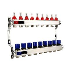 Группа коллекторная с расх. VARMEGA VM15109 ВР 1, под 130 насос, на 9 конт. 3/4 EK, нерж. сталь