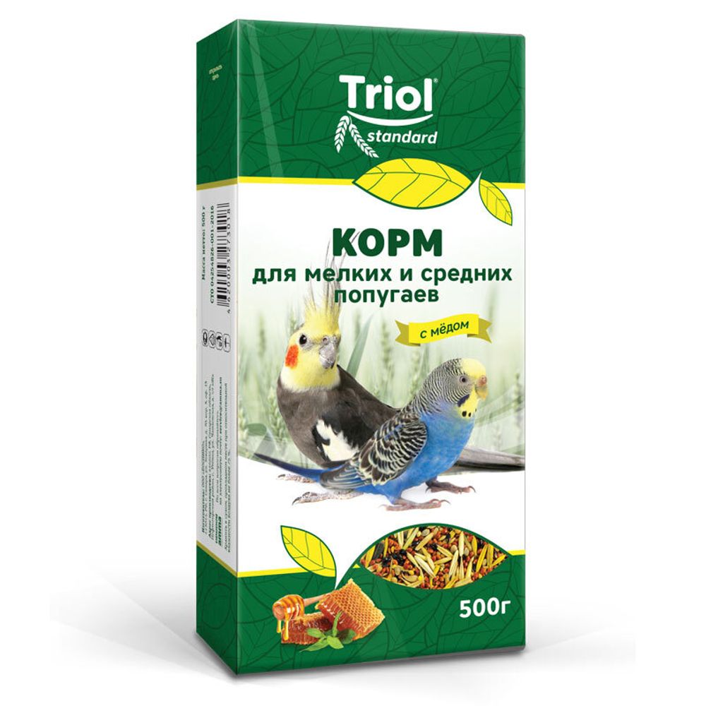 Корм Тriol Standard для мелких и средних попугаев с мёдом, 500г Корм Тriol Standard для мелких и средних попугаев с мёдом, 500г