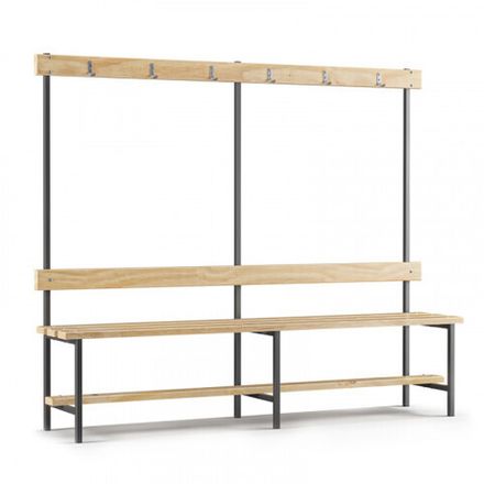 Скамейка с вешалкой для раздевалки (L=2000) дерево