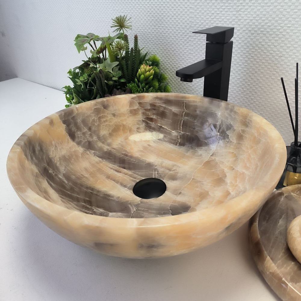 Раковина из оникса Bowl Grey TinLip BO-62942 45*45*15 43
