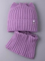 Шапка для девочки осенняя c ушками и снуд