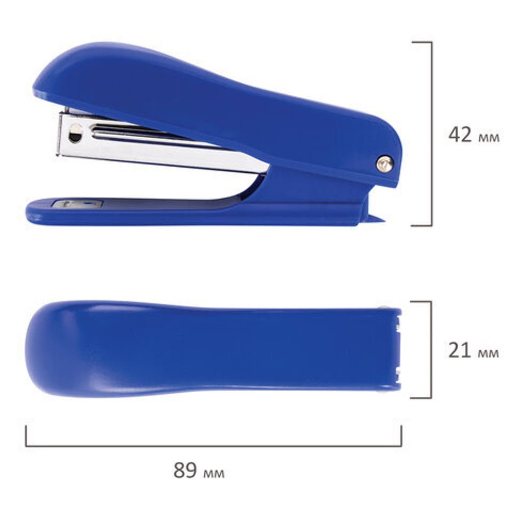 Степлер №10 STAFF "Basic", до 12 листов, с антистеплером, синий, 228738