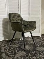 Стул-кресло MALTA серо-зеленый, велюр / ножки чёрные / ножки чёрные