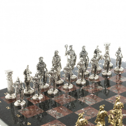 Шахматы "Галлы и Римляне" доска 40х40 см креноид змеевик G 122644