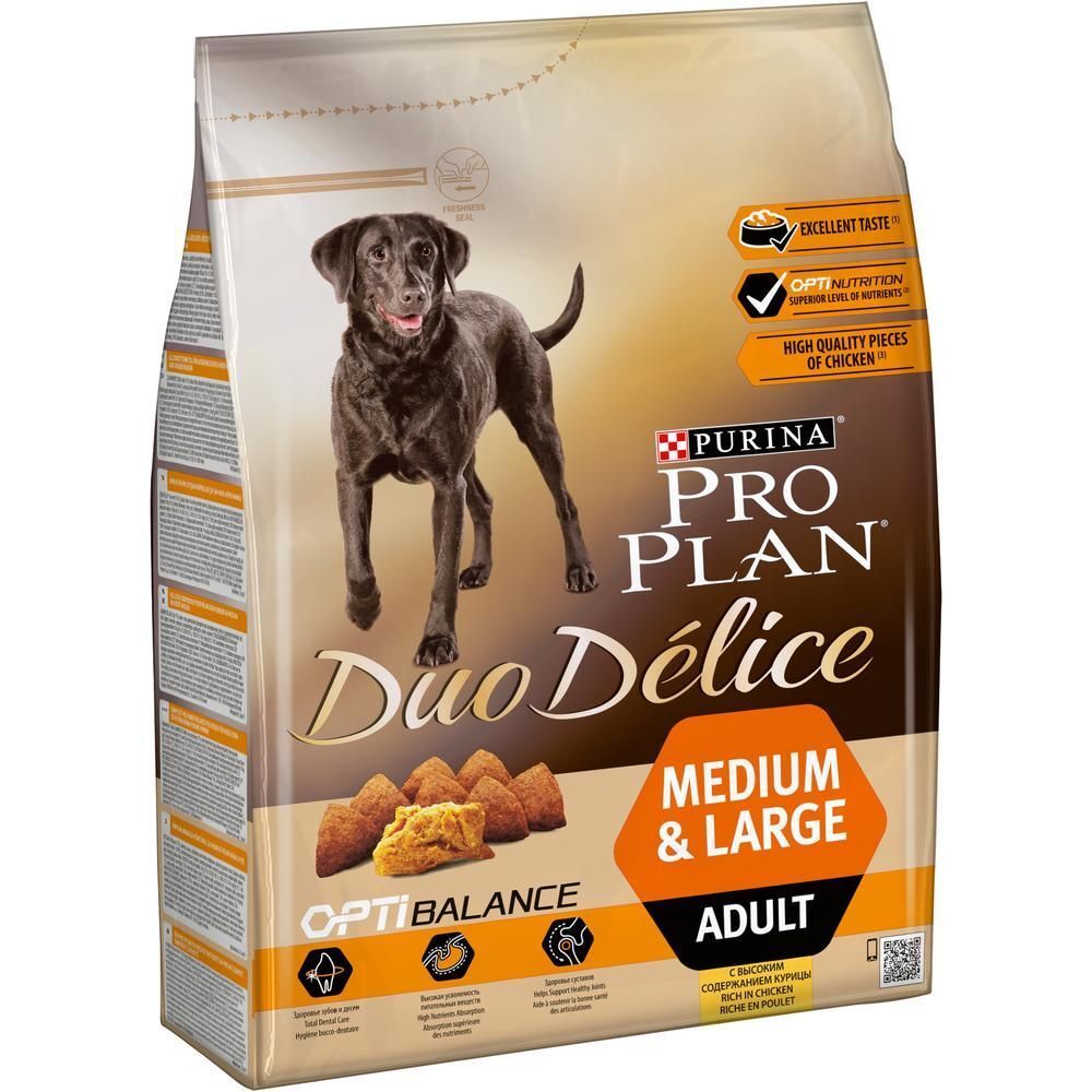 Pro Plan 2,5кг Сухой корм для взрослых собак с курицей и рисом Duo Delice Chicken With Rice