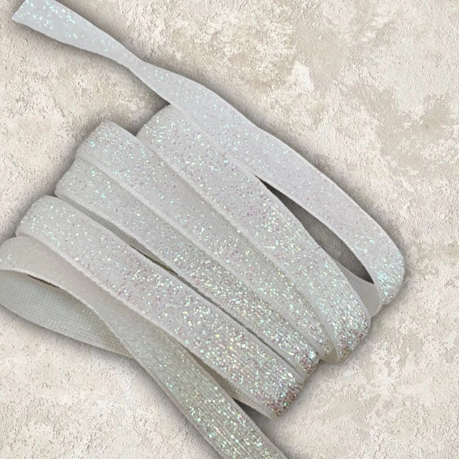 Бархатная лента с белым глиттером (1м.)