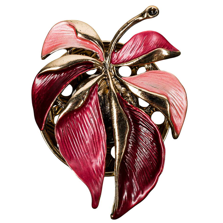 Брошь Shadore Лист резной XZ0863.9 R/G