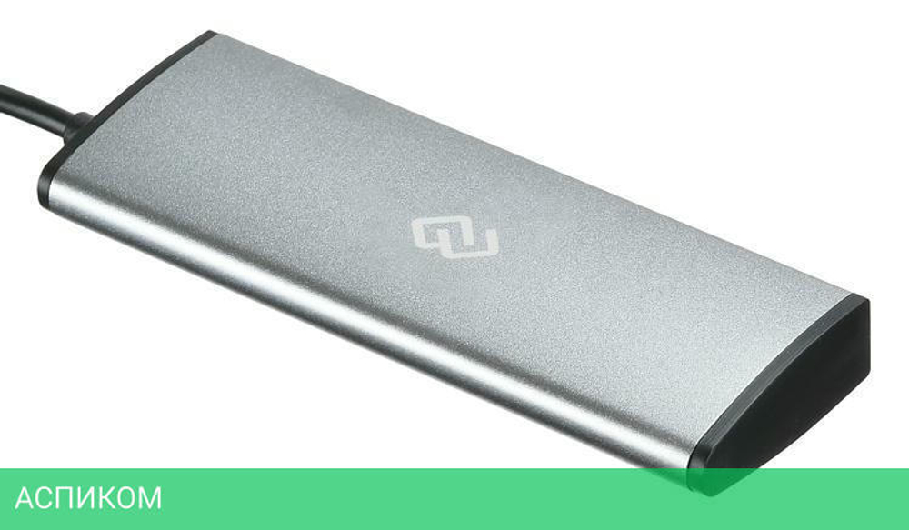 USB-хаб Digma HUB-4U2.0-UC-DS серебристый