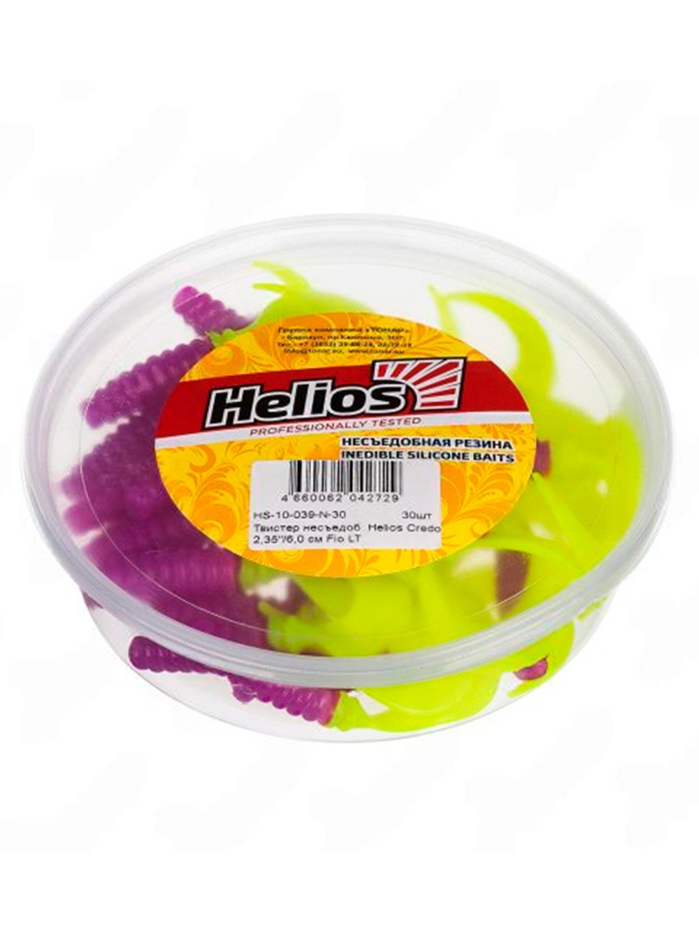 Твистер несъедобный Helios Credo 2,35"/6,0 см Lime 30шт. (HS-10-008-N-30)