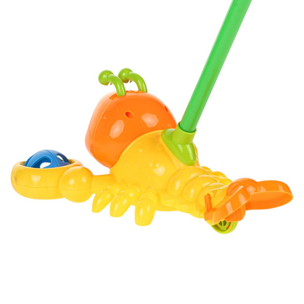 Каталка на палке Краб 52см, цвет желтый, пакет 341