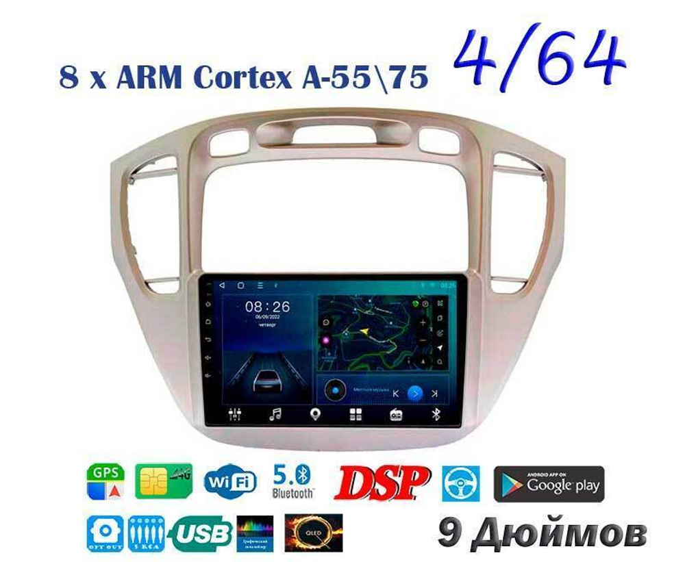 Topway TS10 4+32GB 8 ядер для Toyota Highlander, Kluger 2000-2007