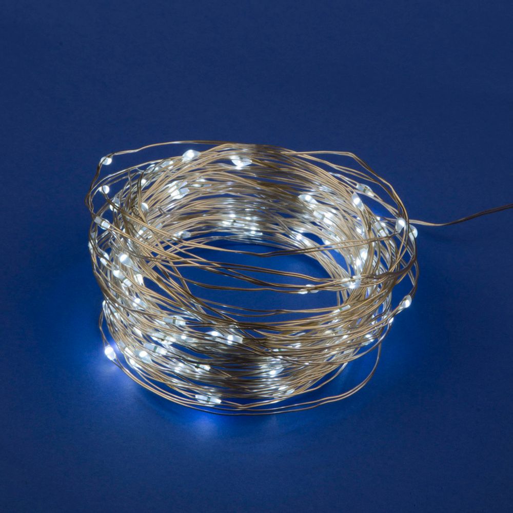 ULD-S1000-100/SCB/3AA WHITE IP20 DEW Гирлянда светодиодная на батарейках 3AA (не в/к), «Роса», 10м. 100 светодиодов. Белый свет. Провод медный. TM Uni