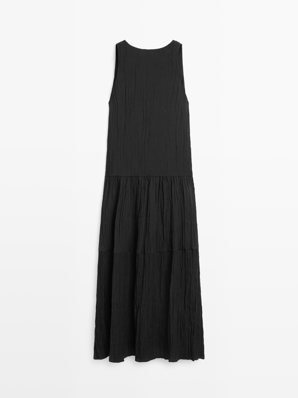 Massimo Dutti Струящееся плиссированное платье миди, черный