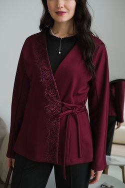 Кардиган из трикотажа джерси бургунди