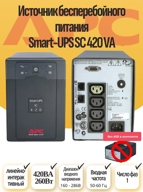 Источник бесперебойного питания Smart-UPS SC 420 VA без АКБ