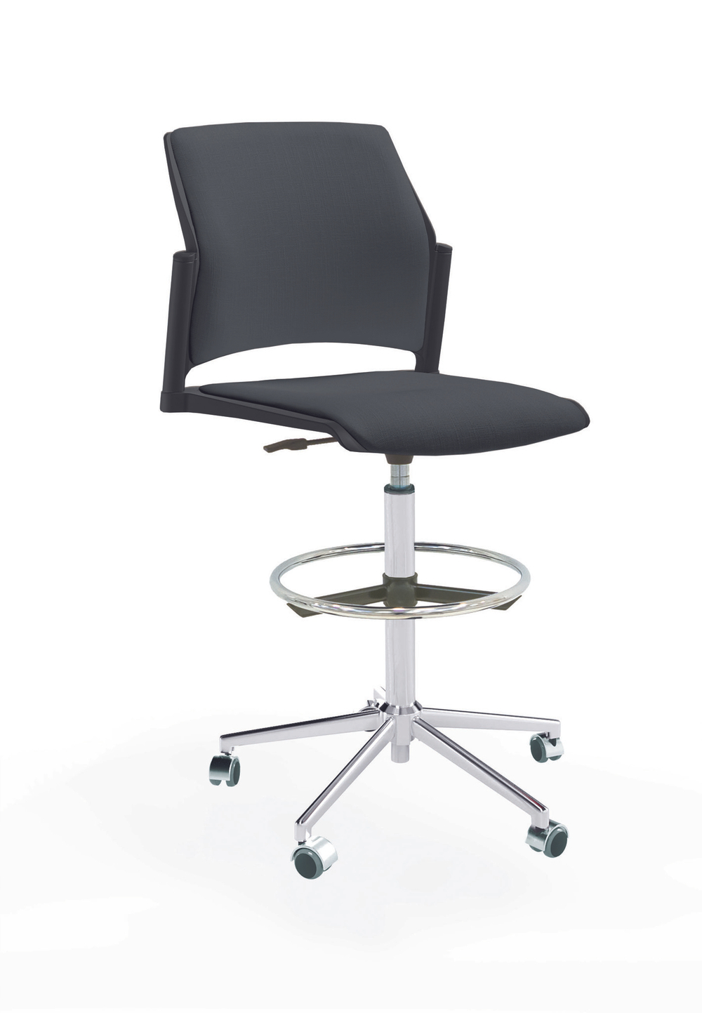Кресло Rewind каркас хром, пластик черный, база стальная хромированная, без подлокотников, сиденье и спинка антрацит