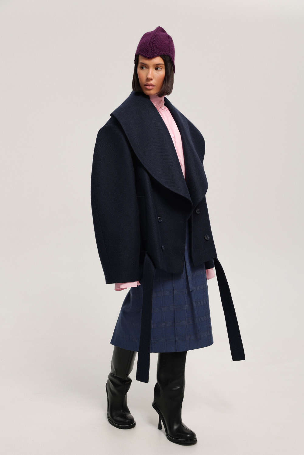 Пальто с округлым воротником