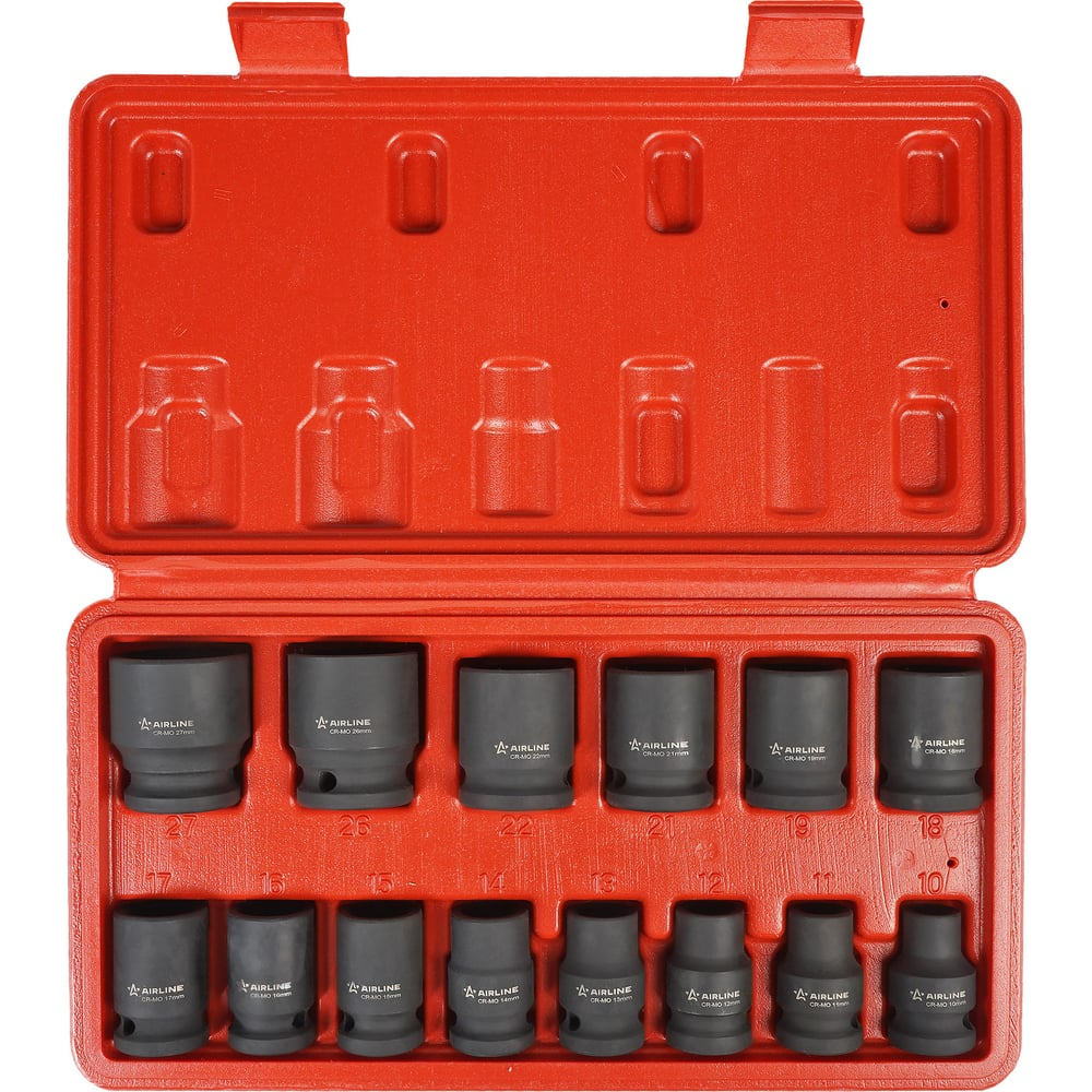 Набор головок ударных 1/2" 14пр. (10-27 мм) в кейсе AIRLINE ATAS071