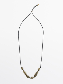Massimo Dutti Ожерелье с подвеской в форме зерен какао, золотистый