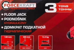 Домкрат подкатной гидравлический 3т (h min 140мм, h max 380мм) FORCEKRAFT FK-TH23003 MST
