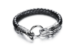 Мужской браслет "Дракон" из плетёной кожи и стали Steelman gb0615954