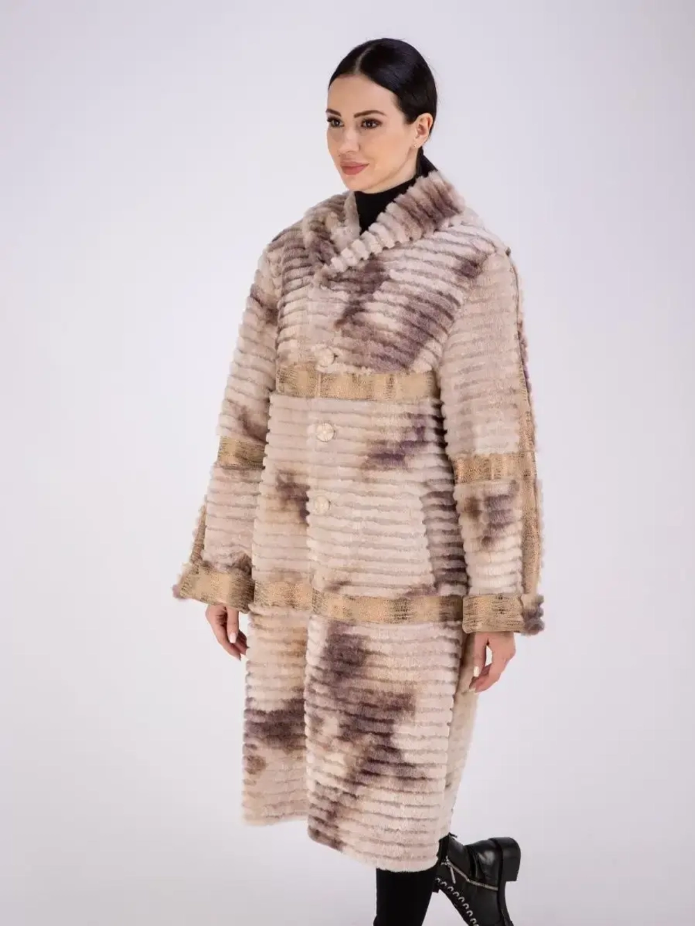 Дубленка зимняя длинная с капюшоном оверсайз