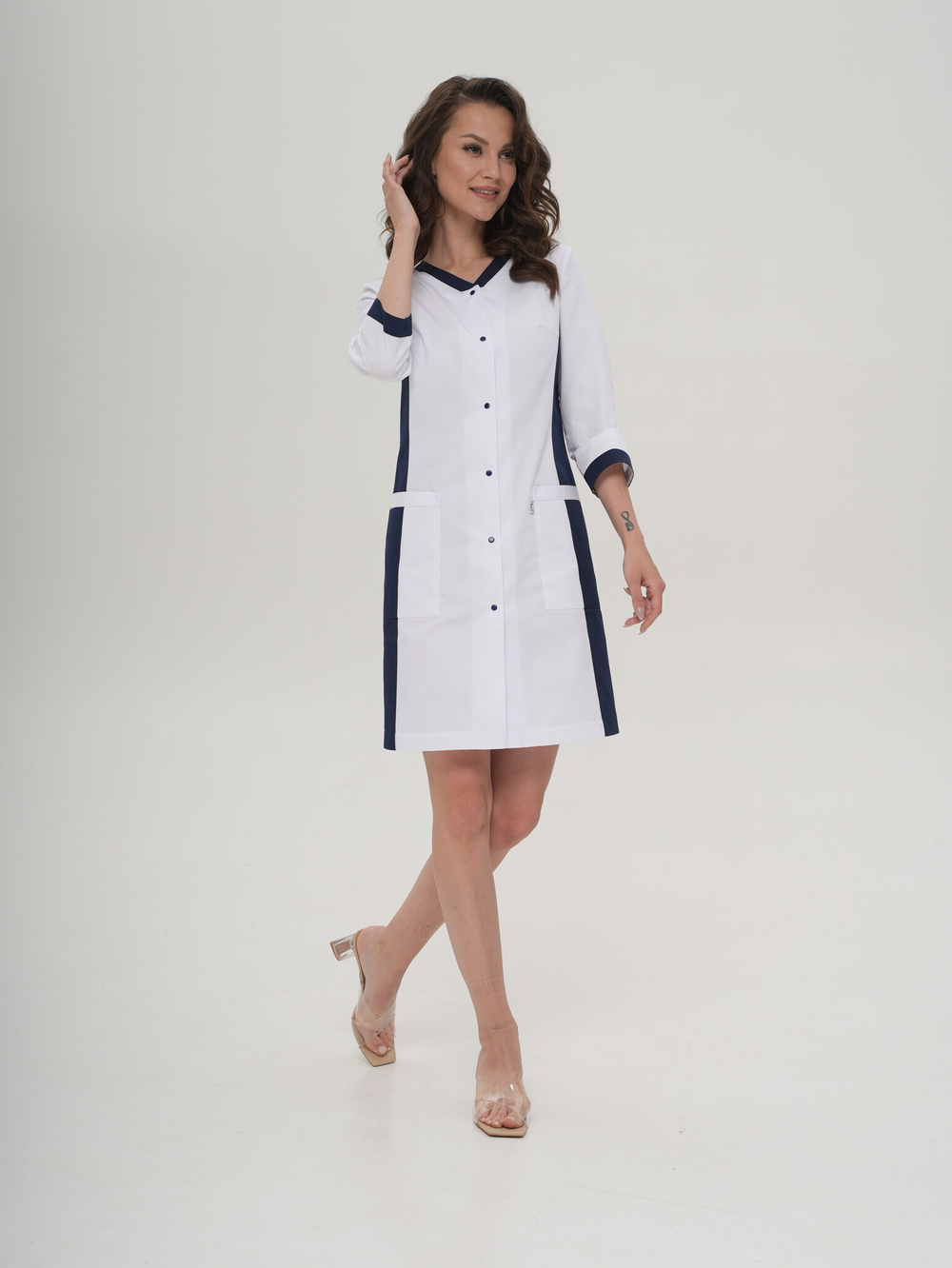 Халат медицинский женский | Х-250/2 ак 3/4 клеон проф