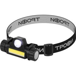 Фонарь налобный светодиодный Трофи GA-101 аккумуляторный 3 Вт COB + 3 Вт LED 2 режима магнит