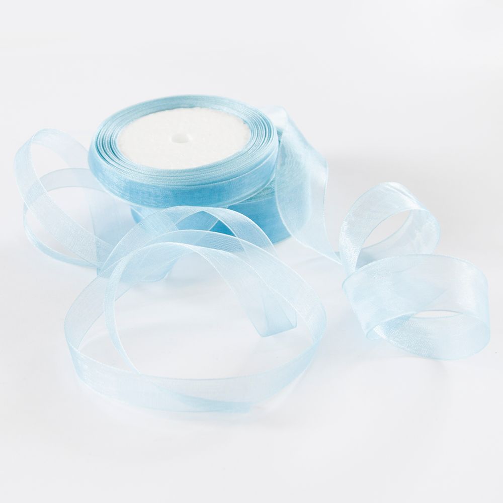 Лента декоративная (1,2 см*22,85 м) Органза, Голубой, 1 шт.