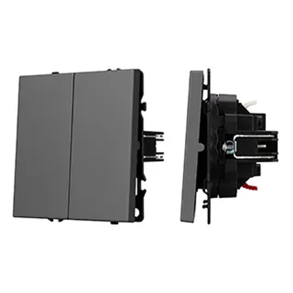 Механизм звонкового выключателя двухклавишный SWT-NOBE-MKR2-SFPL-GR (230V, 10A) (Arlight, Серый базальт) 061740