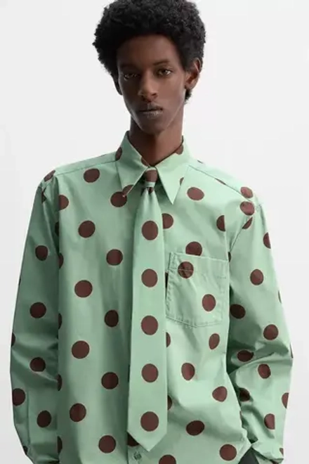 ZARA  X HARRY LAMBERT, ГАЛСТУК В ГОРОШЕК, СВЕТЛО-ЗЕЛЕНЫЙ